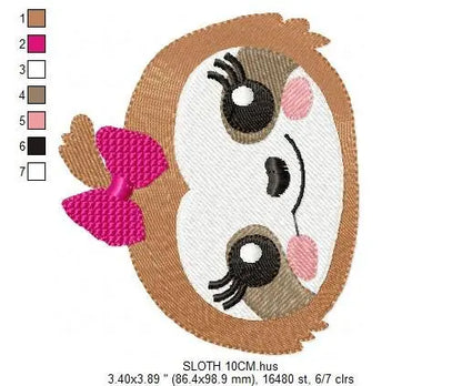 Sloth embroidery designs - Baby girl embroidery design machine embroidery pattern - Sloth with lace embroidery file - digital download pes Marcia Embroidery