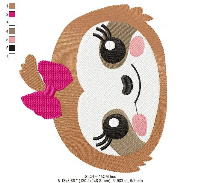 Sloth embroidery designs - Baby girl embroidery design machine embroidery pattern - Sloth with lace embroidery file - digital download pes Marcia Embroidery