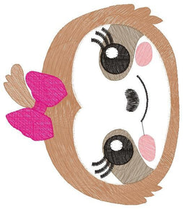 Sloth embroidery designs - Baby girl embroidery design machine embroidery pattern - Sloth with lace embroidery file - digital download pes