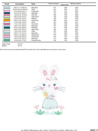 Easter Bunny embroidery design - Rabbit embroidery designs machine embroidery pattern - Baby girl embroidery file - rabbit with carrot jef Marcia Embroidery