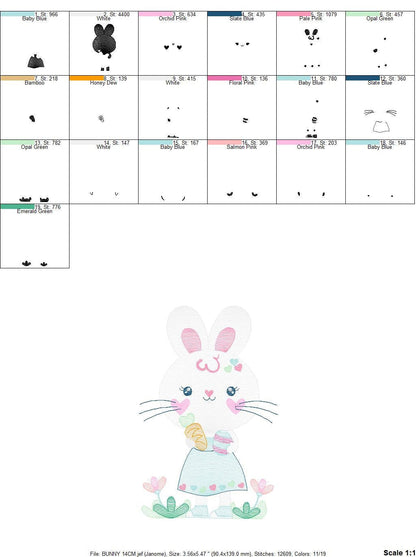 Easter Bunny embroidery design - Rabbit embroidery designs machine embroidery pattern - Baby girl embroidery file - rabbit with carrot jef Marcia Embroidery