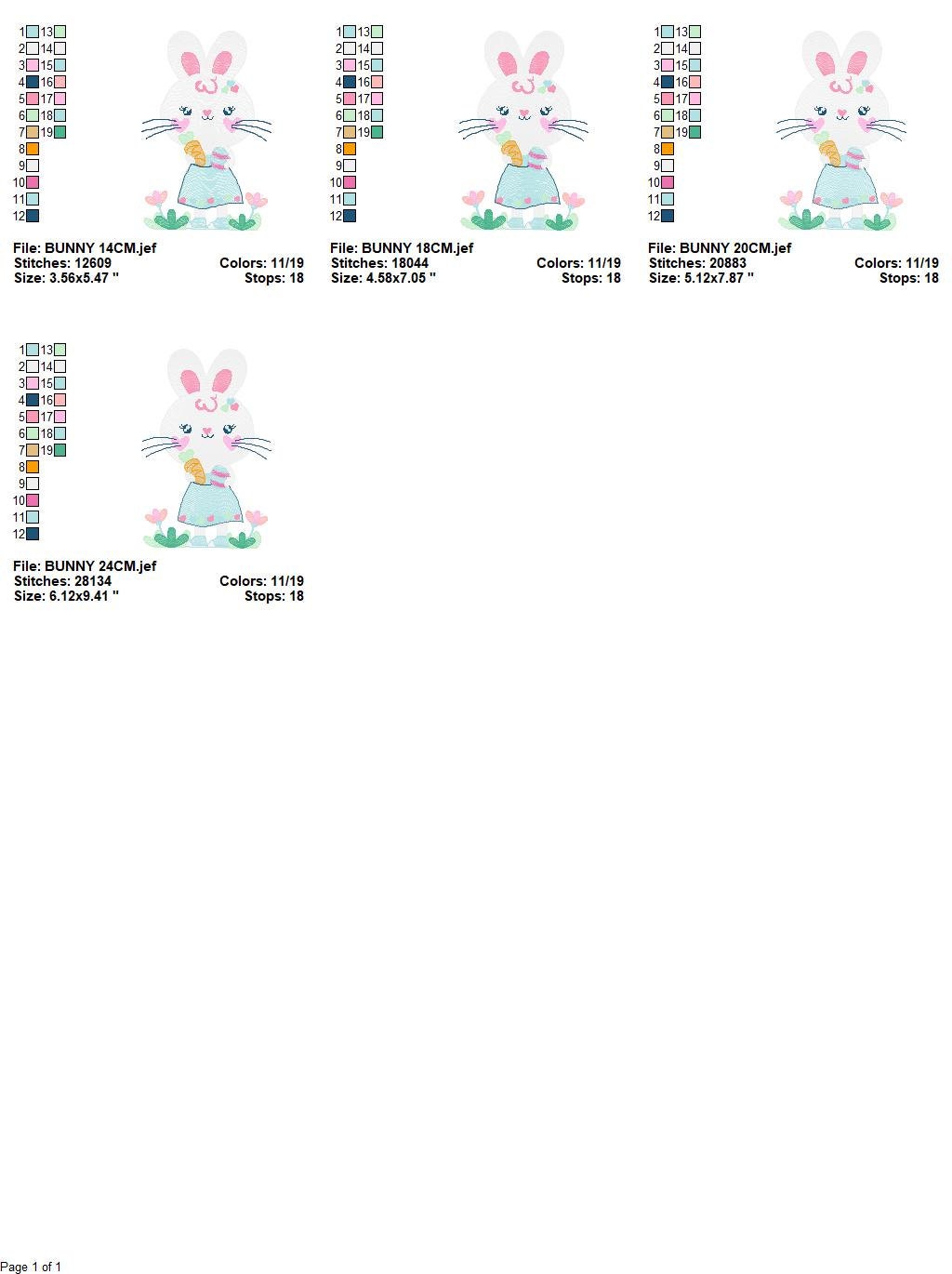 Easter Bunny embroidery design - Rabbit embroidery designs machine embroidery pattern - Baby girl embroidery file - rabbit with carrot jef Marcia Embroidery