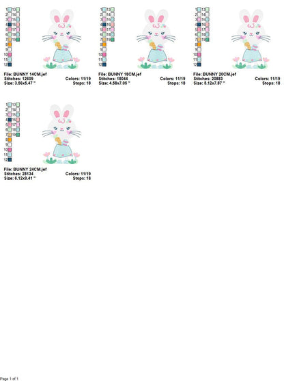 Easter Bunny embroidery design - Rabbit embroidery designs machine embroidery pattern - Baby girl embroidery file - rabbit with carrot jef Marcia Embroidery