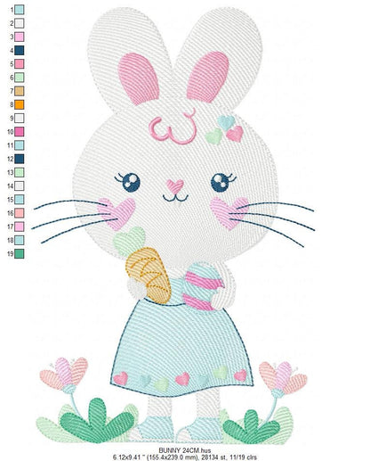 Easter Bunny embroidery design - Rabbit embroidery designs machine embroidery pattern - Baby girl embroidery file - rabbit with carrot jef Marcia Embroidery