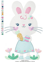 Cargar imagen en el visor de la galería, Easter Bunny embroidery design - Rabbit embroidery designs machine embroidery pattern - Baby girl embroidery file - rabbit with carrot jef
