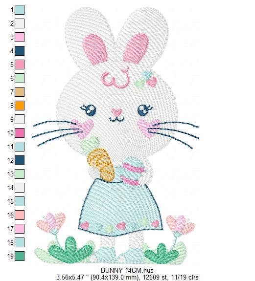 Easter Bunny embroidery design - Rabbit embroidery designs machine embroidery pattern - Baby girl embroidery file - rabbit with carrot jef Marcia Embroidery