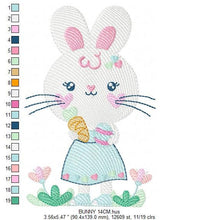 Load image into Gallery viewer, Easter Bunny embroidery design - Rabbit embroidery designs machine embroidery pattern - Baby girl embroidery file - rabbit with carrot jef
