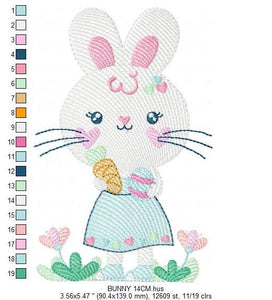 Easter Bunny embroidery design - Rabbit embroidery designs machine embroidery pattern - Baby girl embroidery file - rabbit with carrot jef