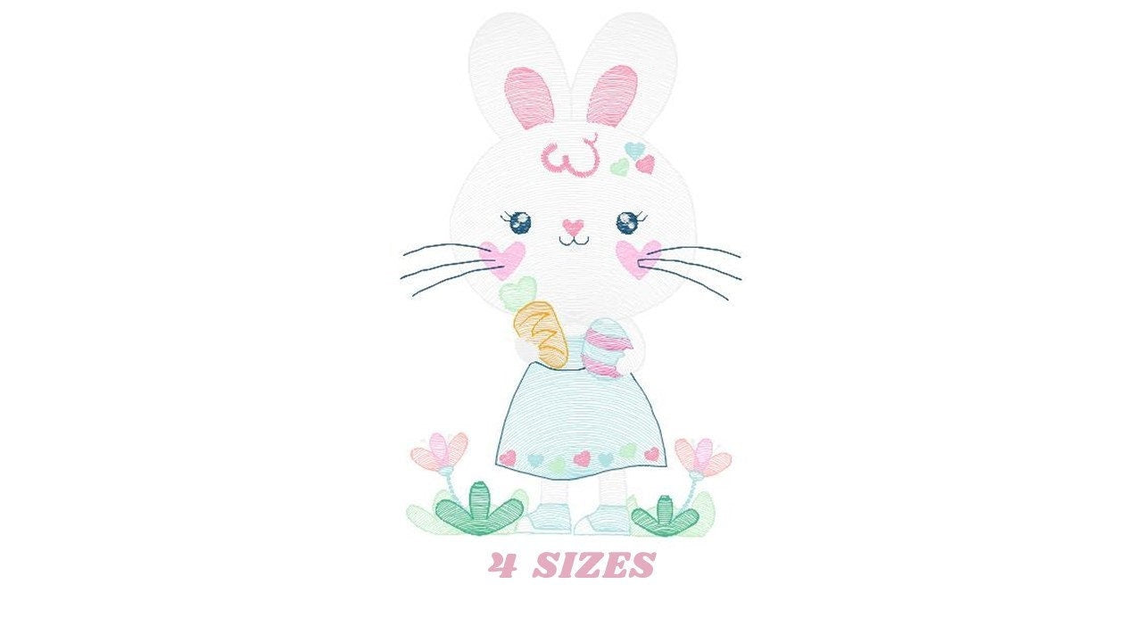 Easter Bunny embroidery design - Rabbit embroidery designs machine embroidery pattern - Baby girl embroidery file - rabbit with carrot jef Marcia Embroidery