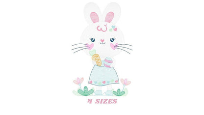 Easter Bunny embroidery design - Rabbit embroidery designs machine embroidery pattern - Baby girl embroidery file - rabbit with carrot jef Marcia Embroidery