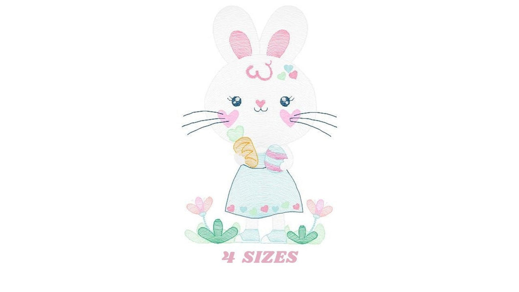 Easter Bunny embroidery design - Rabbit embroidery designs machine embroidery pattern - Baby girl embroidery file - rabbit with carrot jef