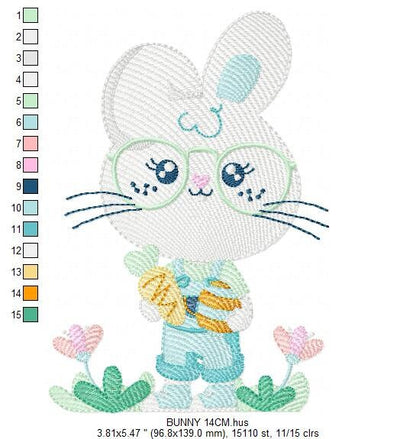 Easter Bunny embroidery design - Rabbit embroidery designs machine embroidery pattern - baby embroidery file - rabbit with carrot applique