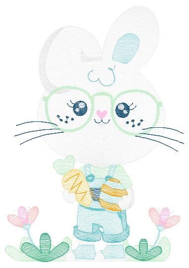 Easter Bunny embroidery design - Rabbit embroidery designs machine embroidery pattern - baby embroidery file - rabbit with carrot applique