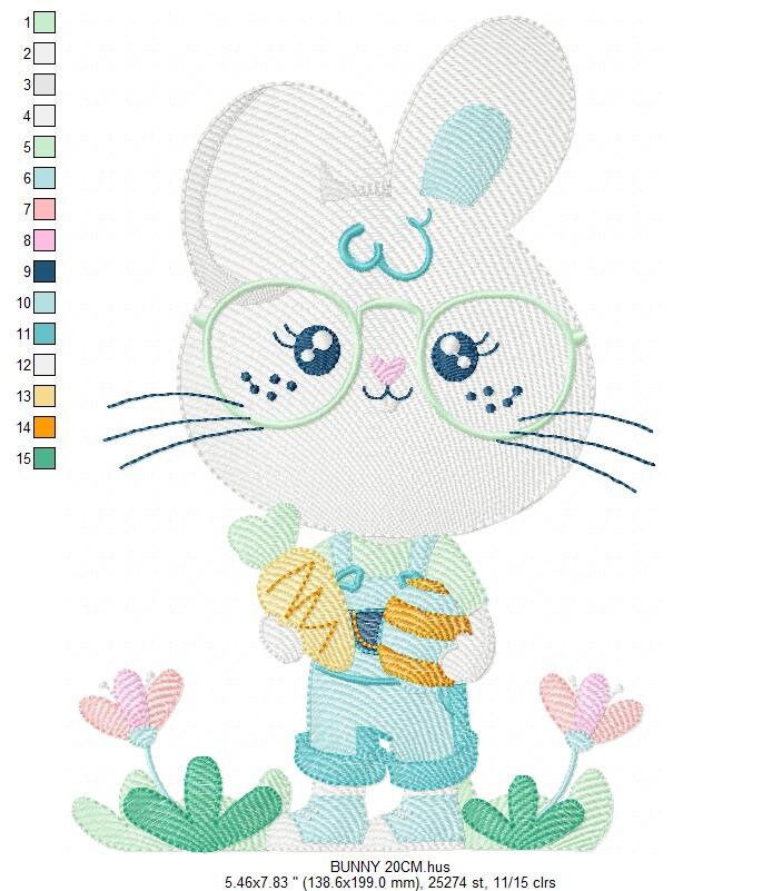 Easter Bunny embroidery design - Rabbit embroidery designs machine embroidery pattern - baby embroidery file - rabbit with carrot applique