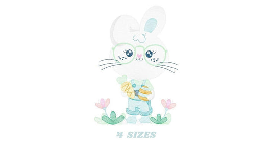 Easter Bunny embroidery design - Rabbit embroidery designs machine embroidery pattern - baby embroidery file - rabbit with carrot applique