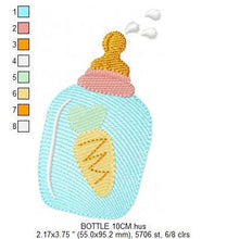 Load image into Gallery viewer, Baby bottle embroidery design - Newborn embroidery designs machine embroidery pattern - Baby embroidery file girl embroidery bambino pes jef
