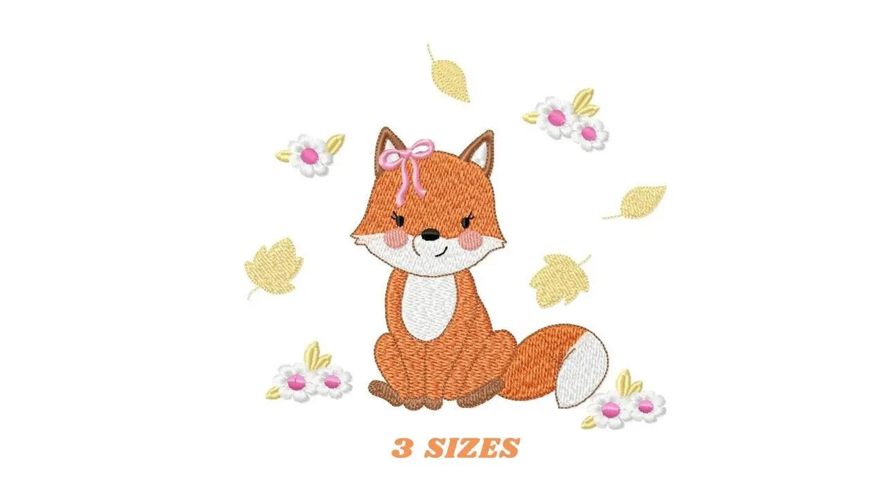 Fox embroidery designs - Red Fox embroidery design machine embroidery pattern - Animal embroidery file - Baby girl autumn design pes jef vp3 Marcia Embroidery