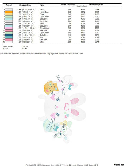 Easter Bunny embroidery design - Rabbit embroidery designs machine embroidery pattern - baby girl embroidery file - rabbits with easter eggs Marcia Embroidery