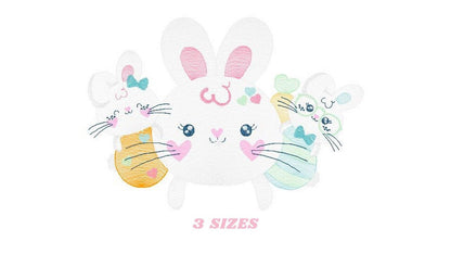 Easter Bunny embroidery design - Rabbit embroidery designs machine embroidery pattern - baby girl embroidery file - rabbits with easter eggs Marcia Embroidery