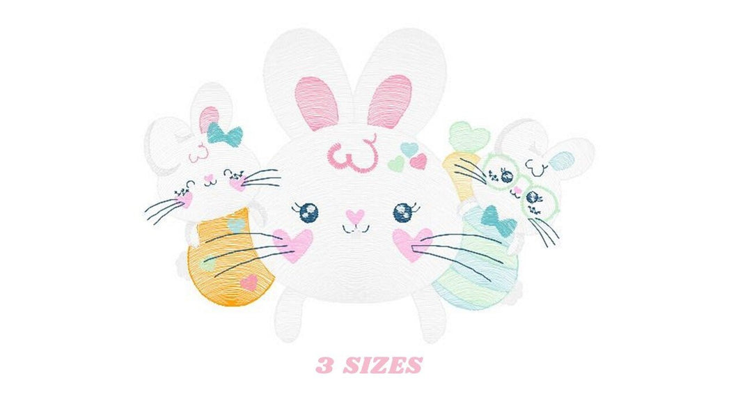 Easter Bunny embroidery design - Rabbit embroidery designs machine embroidery pattern - baby girl embroidery file - rabbits with easter eggs