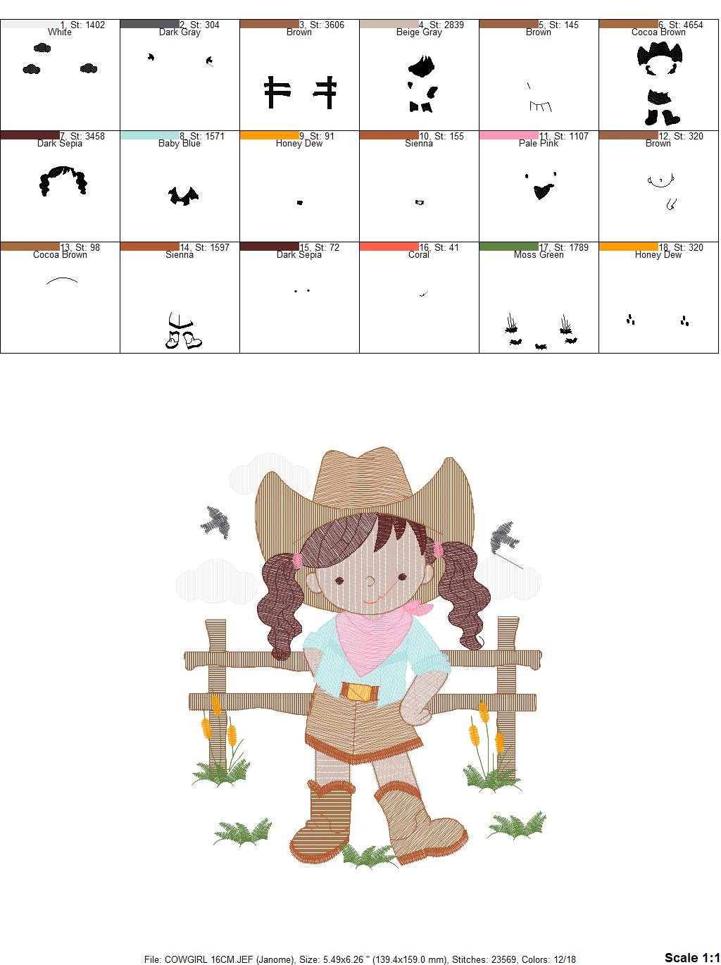 Cowgirl embroidery designs - Cowboy embroidery design machine embroidery pattern - Baby girl embroidery file - Farm cowboy hat wrangler