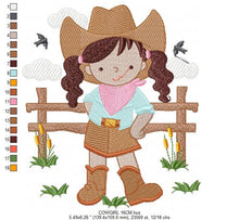 Load image into Gallery viewer, Cowgirl embroidery designs - Cowboy embroidery design machine embroidery pattern - Baby girl embroidery file - Farm cowboy hat wrangler
