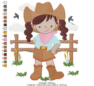 Cowgirl embroidery designs - Cowboy embroidery design machine embroidery pattern - Baby girl embroidery file - Farm cowboy hat wrangler