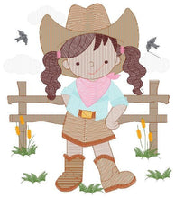 Load image into Gallery viewer, Cowgirl embroidery designs - Cowboy embroidery design machine embroidery pattern - Baby girl embroidery file - Farm cowboy hat wrangler
