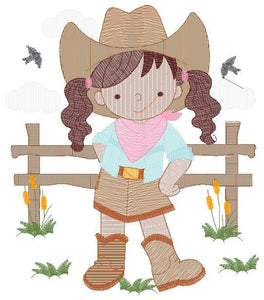 Cowgirl embroidery designs - Cowboy embroidery design machine embroidery pattern - Baby girl embroidery file - Farm cowboy hat wrangler