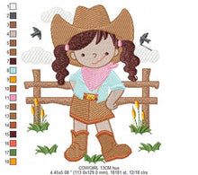 Laden Sie das Bild in den Galerie-Viewer, Cowgirl embroidery designs - Cowboy embroidery design machine embroidery pattern - Baby girl embroidery file - Farm cowboy hat wrangler
