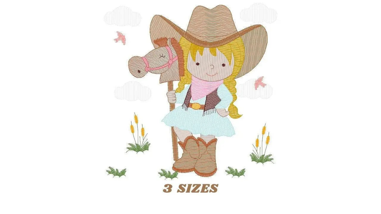 Cowgirl embroidery design - Baby girl embroidery designs machine embroidery pattern - Kid embroidery file Cowboy with Horse instant download Marcia Embroidery
