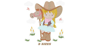 Cowgirl embroidery design - Baby girl embroidery designs machine embroidery pattern - Kid embroidery file Cowboy with Horse instant download