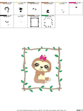 Laden Sie das Bild in den Galerie-Viewer, Sloth embroidery designs - Baby girl embroidery design machine embroidery pattern - Sloth with frame embroidery file - digital download pes
