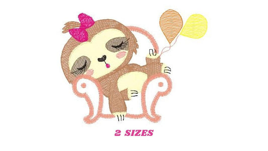 Sloth embroidery designs - Baby girl embroidery design machine embroidery pattern - Sloth with sofa embroidery file - digital download pes Marcia Embroidery