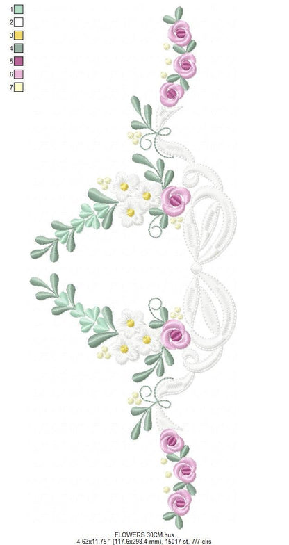 Flowers embroidery designs - Roses embroidery design machine embroidery pattern - Entwined roses embroidery file - instant download towel Marcia Embroidery