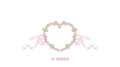 Heart frame with lace embroidery designs - Roses embroidery design machine embroidery pattern - Entwined roses file - instant download pes