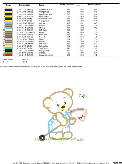Bear embroidery designs - Teddy embroidery design machine embroidery pattern - Boy embroidery file - instant download bear with Toy horse Marcia Embroidery