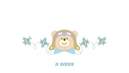 Bear embroidery designs - Plane embroidery design machine embroidery pattern - Teddy bear embroidery file - Bear Pilot Bear boy embroidery Marcia Embroidery