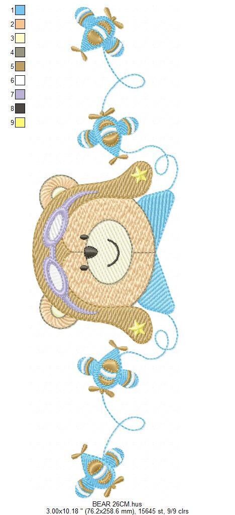 Bear embroidery designs - Plane embroidery design machine embroidery pattern - Teddy bear embroidery file - Bear Pilot Bear boy embroidery Marcia Embroidery