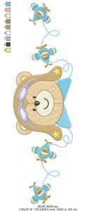 Bear embroidery designs - Plane embroidery design machine embroidery pattern - Teddy bear embroidery file - Bear Pilot Bear boy embroidery