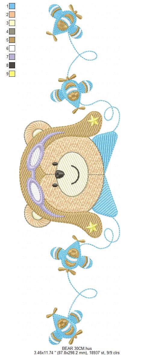 Bear embroidery designs - Plane embroidery design machine embroidery pattern - Teddy bear embroidery file - Bear Pilot Bear boy embroidery Marcia Embroidery