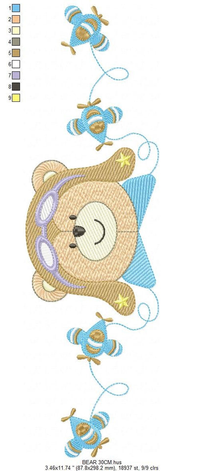 Bear embroidery designs - Plane embroidery design machine embroidery pattern - Teddy bear embroidery file - Bear Pilot Bear boy embroidery Marcia Embroidery