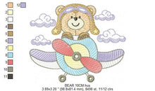 Carica l&#39;immagine nel visualizzatore di Gallery, Bear embroidery designs - Plane embroidery design machine embroidery pattern - Teddy bear embroidery file - Bear Pilot Bear boy embroidery
