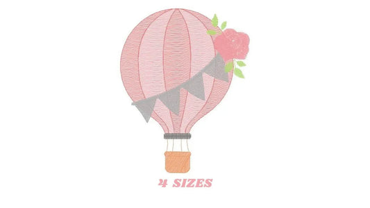 Balloon embroidery designs - Hot air balloon embroidery design machine embroidery pattern - Sky clouds embroidery file - instant download Marcia Embroidery
