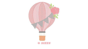 Balloon embroidery designs - Hot air balloon embroidery design machine embroidery pattern - Sky clouds embroidery file - instant download