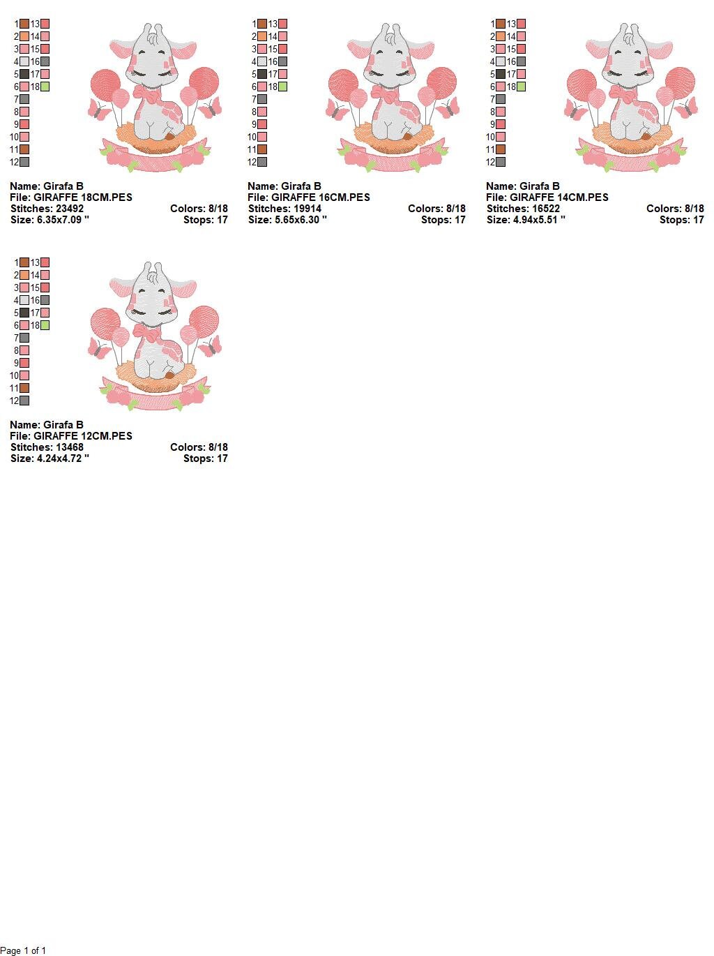 Giraffe with balloons embroidery design - Animal embroidery designs machine embroidery pattern - Girl embroidery file - instant download pes