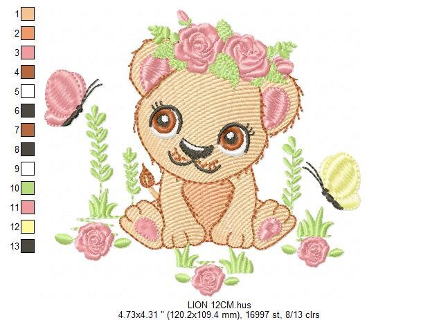 Lioness embroidery designs - Safari embroidery design machine embroidery pattern - Baby girl embroidery file - Lion embroidery download pes