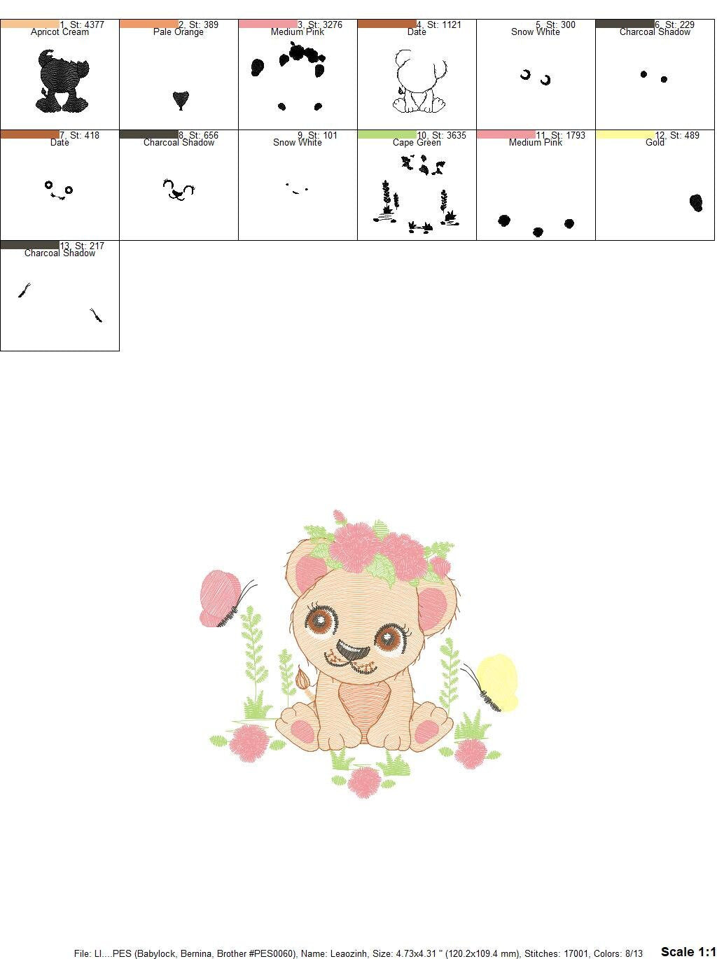 Lioness embroidery designs - Safari embroidery design machine embroidery pattern - Baby girl embroidery file - Lion embroidery download pes