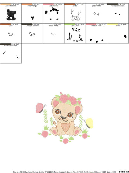 Lioness embroidery designs - Safari embroidery design machine embroidery pattern - Baby girl embroidery file - Lion embroidery download pes
