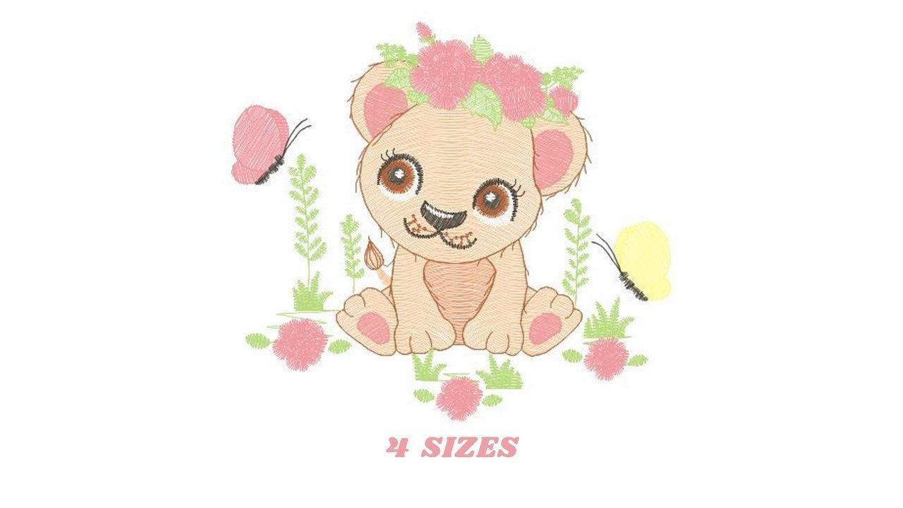 Lioness embroidery designs - Safari embroidery design machine embroidery pattern - Baby girl embroidery file - Lion embroidery download pes